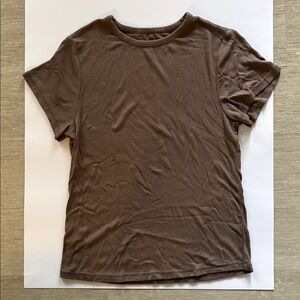 Nuuds Women's Slinky Rib Tee in Light Brown (Mocha?)